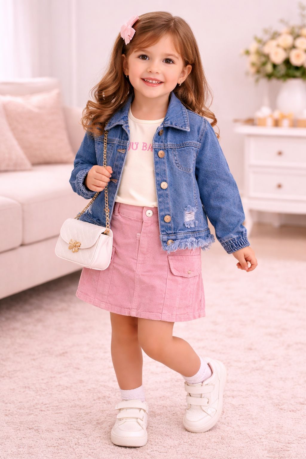 Conjunto Trío Falda Bebé Niña  Ref 8C2511