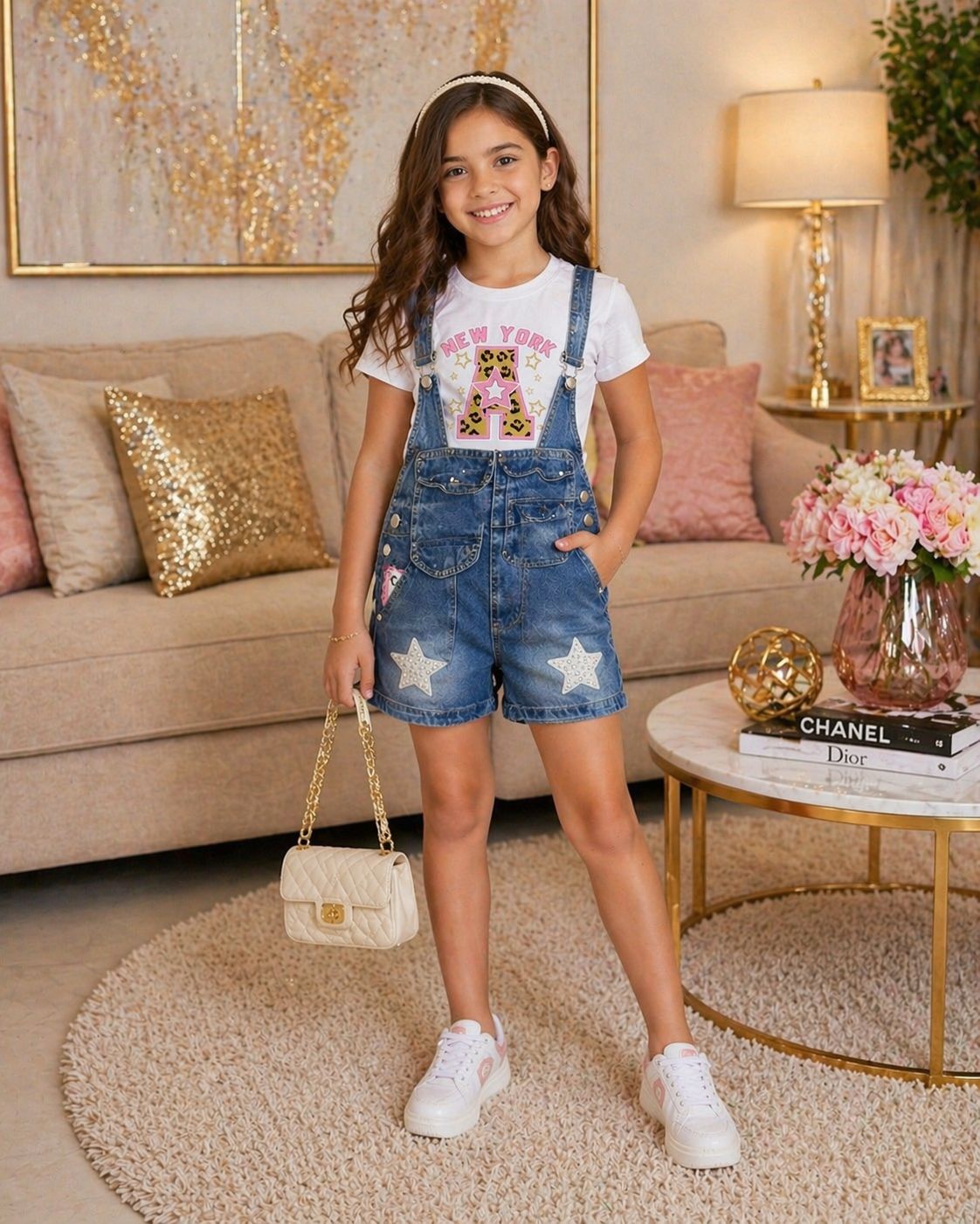 Conjunto Short Jardinero Niña Ref 9319 Talla 14