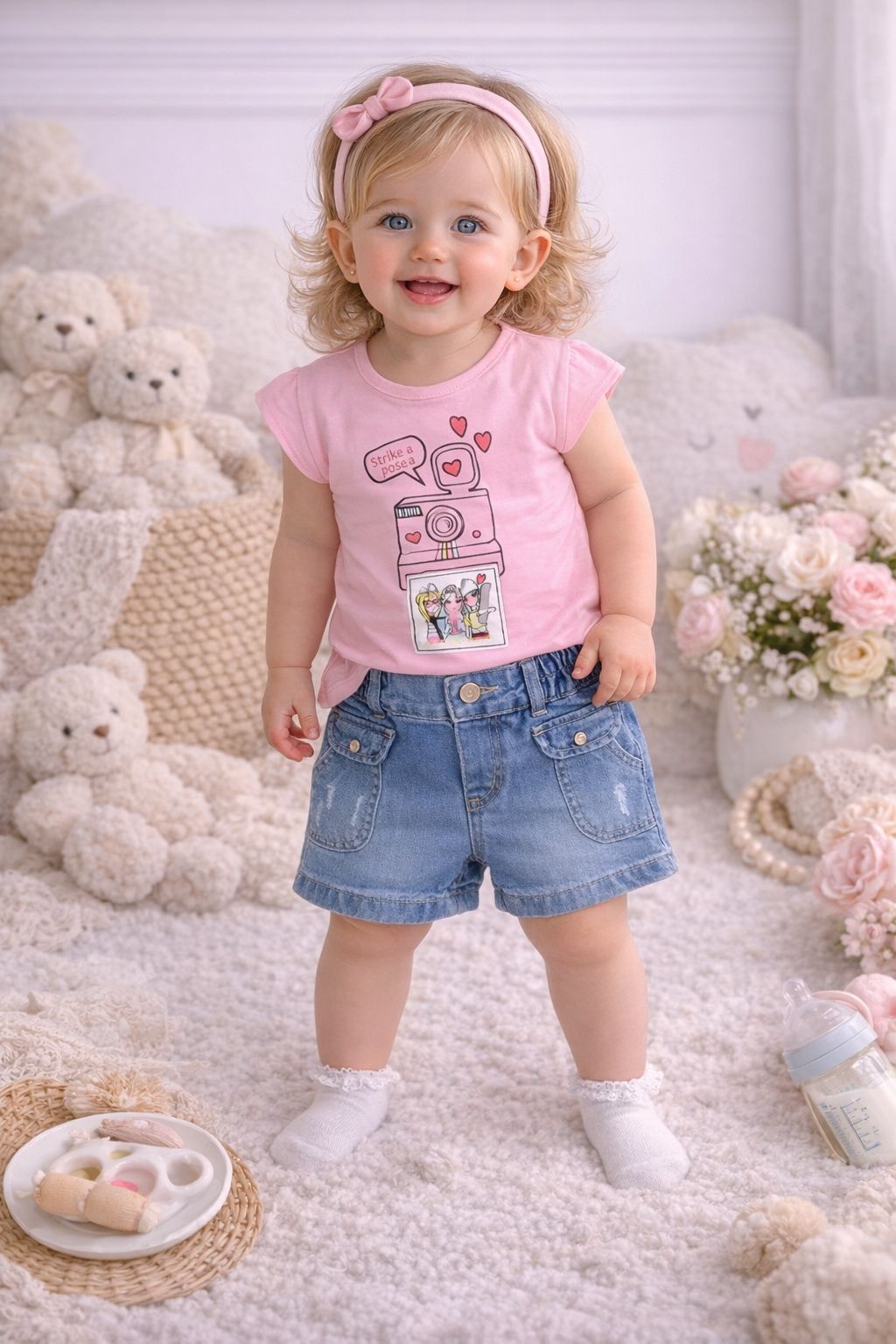 Conjunto Short Bebé Niña  Ref 81150