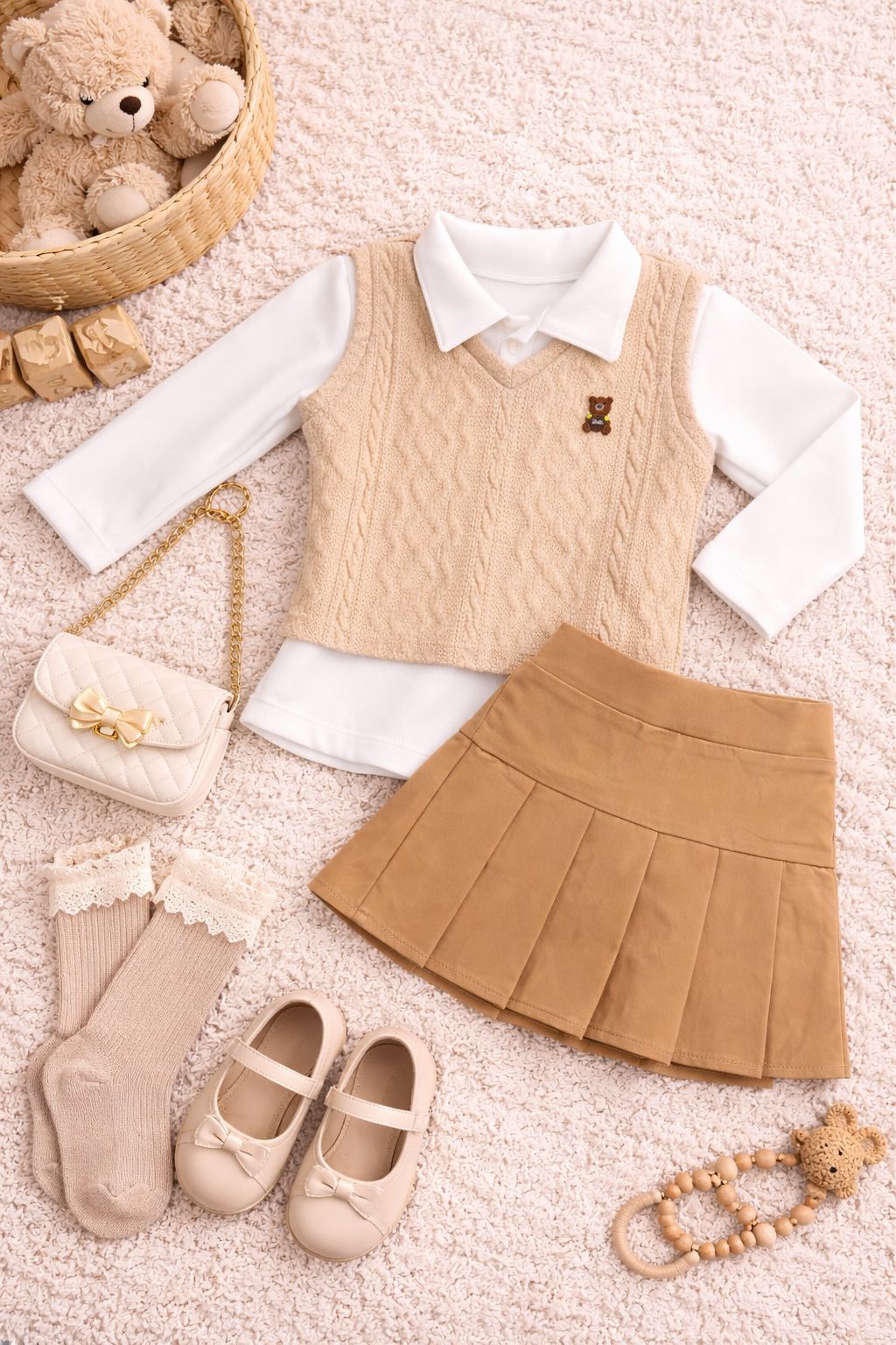 Conjunto Trío Falda Bebé Niña  Ref  13595
