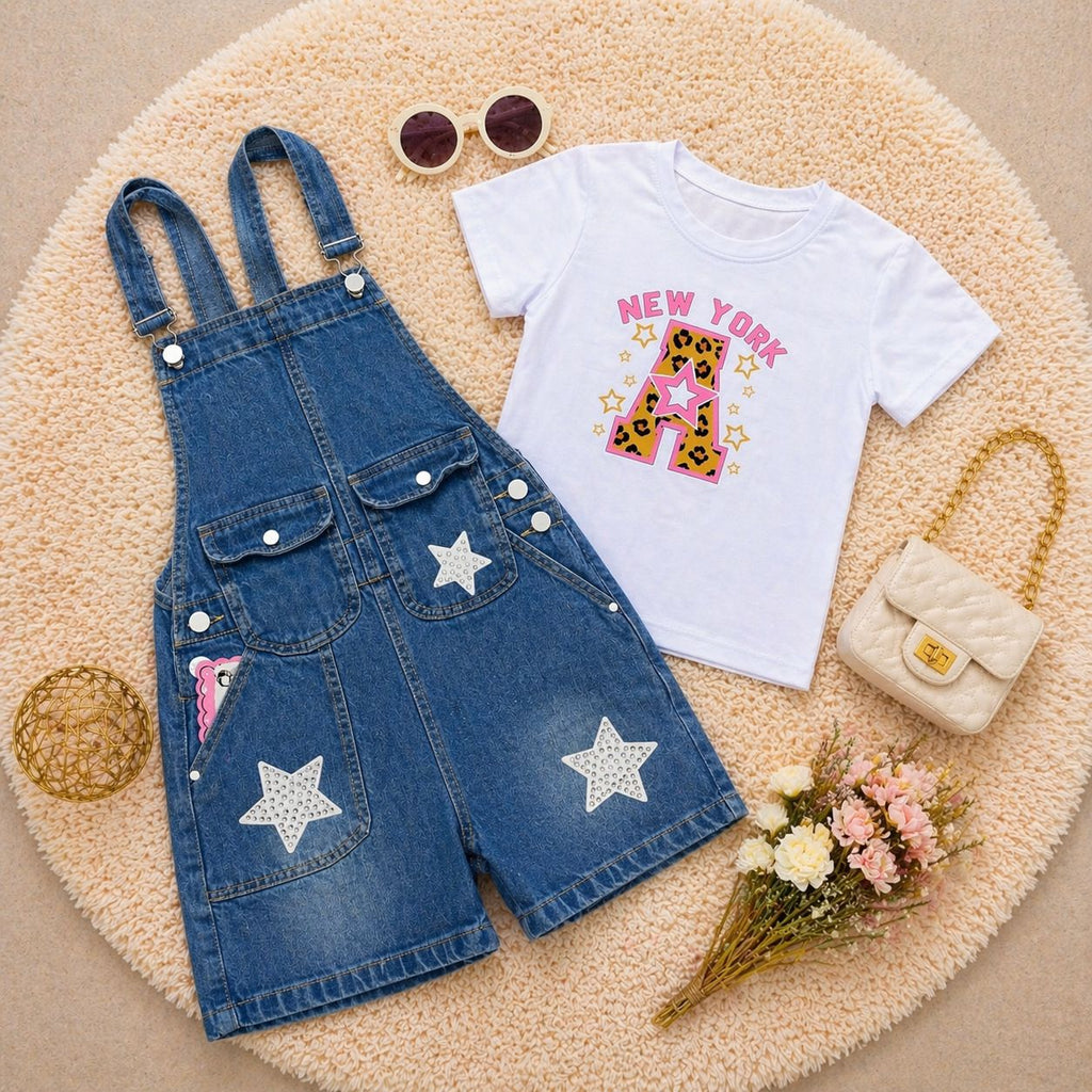 Conjunto Short Jardinero Niña Ref 9319 Talla 14